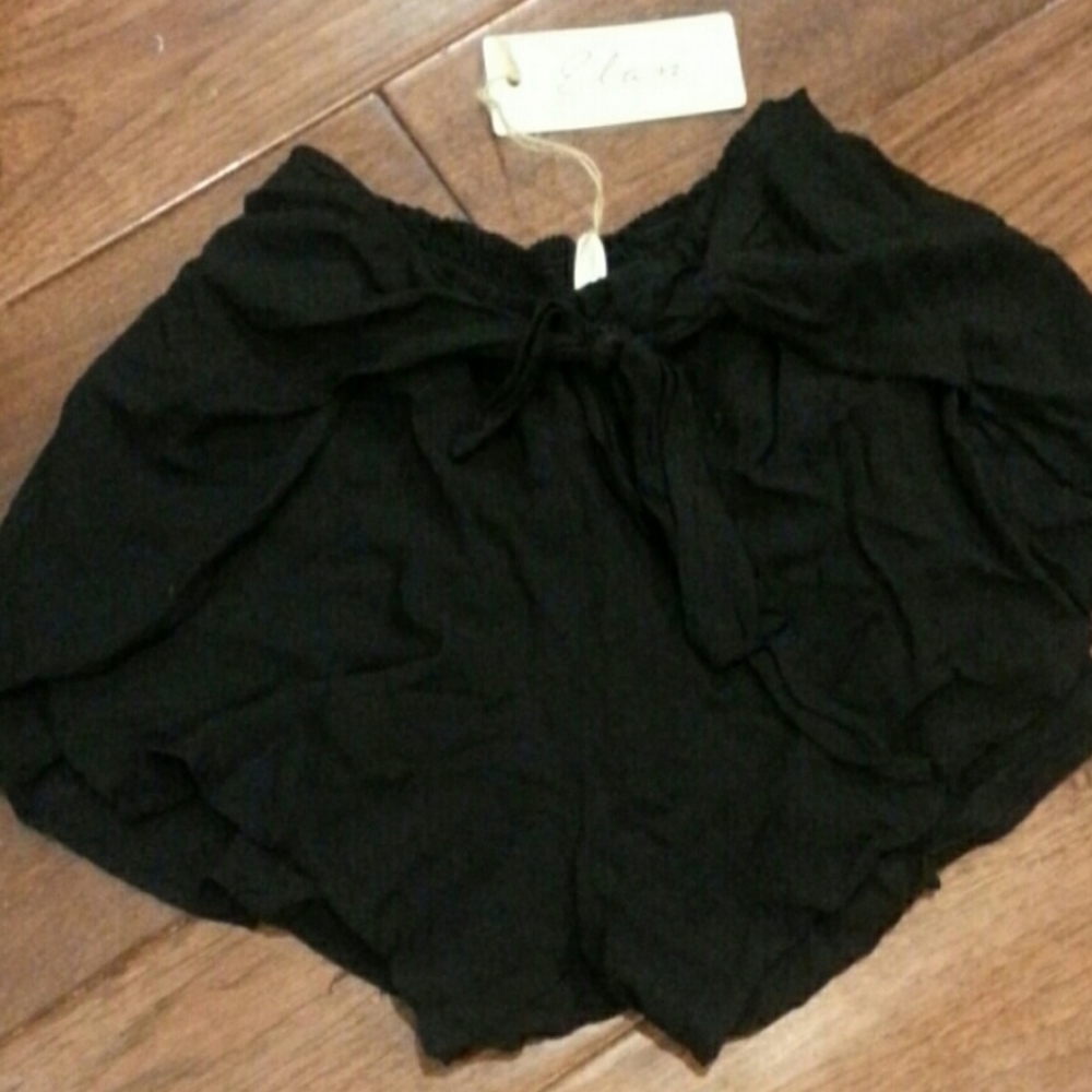 Elan Black Waist Tie Cover Up Shorts M NWT